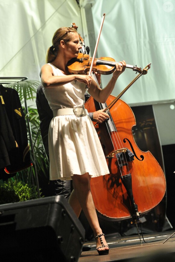 Anne Gravoin, lors du concert du 'Travelling Quartet' dans le cadre du Off du 64e Festival de Musique de Menton, dans le sud de la France le 5 août 2013.