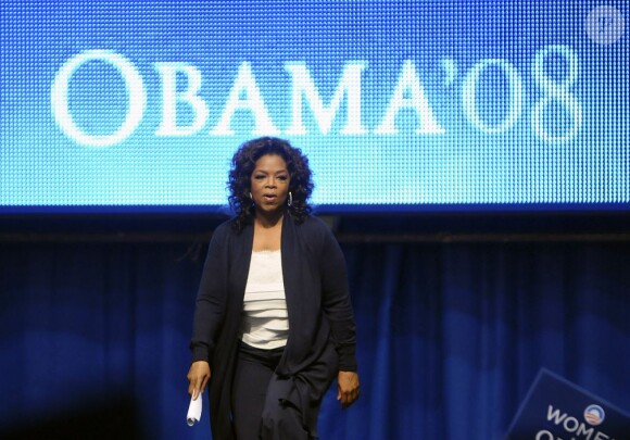 Oprah Winfrey lors d'un meeting de Barack Obama à Los Angeles, le 3 février 2008.