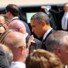 Barack Obama et son épouse Michelle Obama arrivent sur la base aérienne d'Orlando International Airport, le 10 août 2013. 