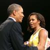 Barack Obama et sa femme Michelle Obama ont participé à une convention auprès des vétérans de la guerre touchés par la maladie, à Orlando en Floride, le 10 août 2013.