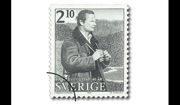 Timbre à l'effigie du roi Carl XVI Gustaf de Suède pour ses 40 ans en 1986.