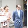 La princesse Victoria de Suède lors de son 36e anniversaire avec sa fille la princesse Estelle le 14 juillet 2013