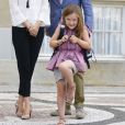  La princesse Mary et le prince Frederik accompagnaient leur fille la princesse Isabella de Danemark, 6 ans, tout excitée, le 13 août 2013 pour sa rentrée des classes à l'école Tranegård de Hellerup, une ville de la municipalité de Gentofte (nord de Copenhague). 