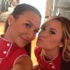 Naya Rivera et Demi Lovato sur le tournage de la 5e saison de Glee, août 2013.