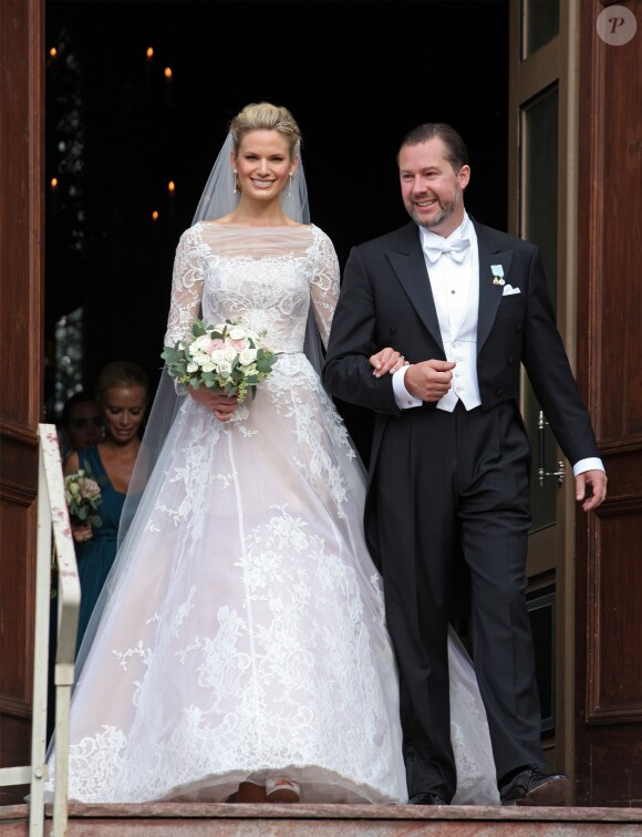 Vicky Andren et Gustaf Magnuson - Mariage de Gustaf Magnuson (fils de la soeur du roi Carl XVI Gustaf de Suède) et Vicky Andren au château d'Ulriksdals à Stockholm, le 31 août 2013.