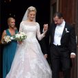 Vicky Andren et Gustaf Magnuson - Mariage de Gustaf Magnuson (fils de la soeur du roi Carl XVI Gustaf de Suède) et Vicky Andren au château d'Ulriksdals à Stockholm, le 31 août 2013.