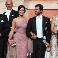 Le prince Carl Philip de Suède et Sofia Hellqvist - Mariage de Gustaf Magnuson (fils de la soeur du roi Carl XVI Gustaf de Suède) et Vicky Andren au château d'Ulriksdals à Stockholm, le 31 août 2013.