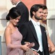 Le prince Carl Philip de Suède et Sofia Hellqvist - Mariage de Gustaf Magnuson (fils de la soeur du roi Carl XVI Gustaf de Suède) et Vicky Andren au château d'Ulriksdals à Stockholm, le 31 août 2013.