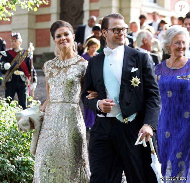 La princesse Victoria de Suède et le prince Daniel de Suède - Mariage de Gustaf Magnuson (fils de la soeur du roi Carl XVI Gustaf de Suède) et Vicky Andren au château d'Ulriksdals à Stockholm, le 31 août 2013.