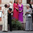 La princesse Victoria de Suède, Tord Magnuson, la princesse Christina de Suède - Mariage de Gustaf Magnuson (fils de la soeur du roi Carl XVI Gustaf de Suède) et Vicky Andren au château d'Ulriksdals à Stockholm, le 31 août 2013.