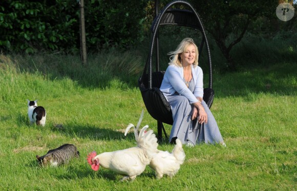 Exclusif - Mylène Demongeot dans sa propriété en Mayenne, avec ses animaux, le 1er juillet 2012.
