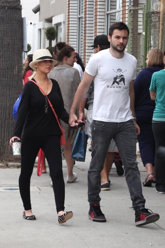 Christina Aguilera et Matthew Rutler à Los Angeles,  le 18 août 2013.