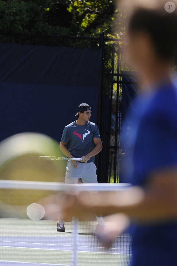Rafael Nadal et Richard Gasquet à l'entraînement pour l'US Open à New York le 5 septembre 2013.
