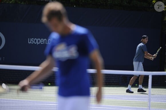 Rafael Nadal et Richard Gasquet à l'entraînement pour l'US Open à New York le 5 septembre 2013.