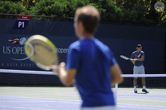 Rafael Nadal et Richard Gasquet à l'entraînement pour l'US Open à New York le 5 septembre 2013.