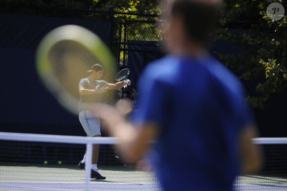 Rafael Nadal et Richard Gasquet à l'entraînement pour l'US Open à New York le 5 septembre 2013.