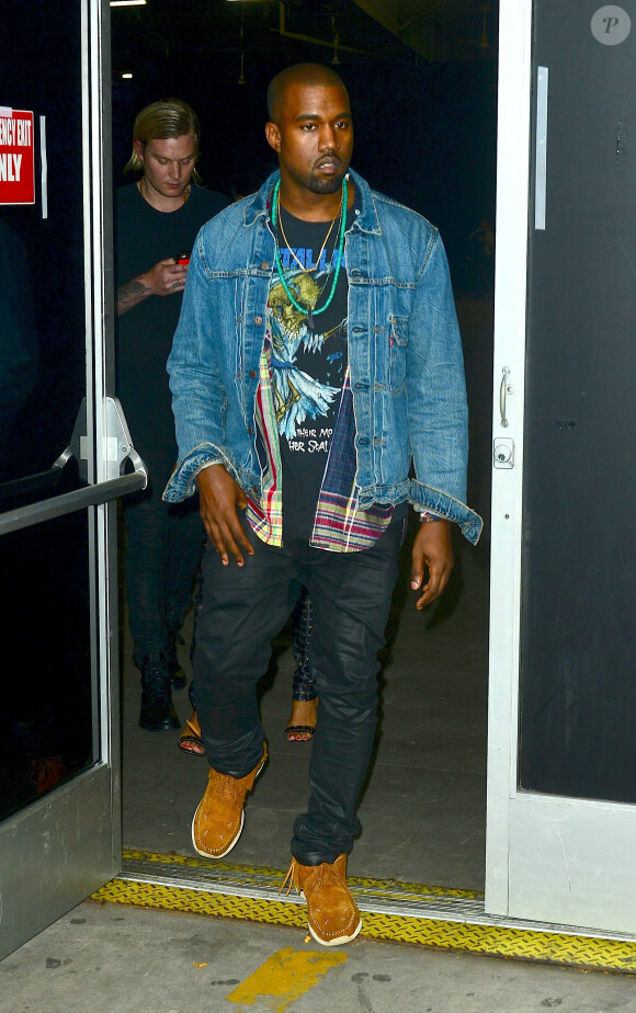 Kanye West à l'issue du défilé Louise Goldin à New York. Le 7 septembre 2013.