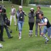 Vincent Guérin et Jean-Pierre Papin lors de la présentation d'un nouveau sport, le footgolf, à Rueil-Malmaison le 11 septembre 2013