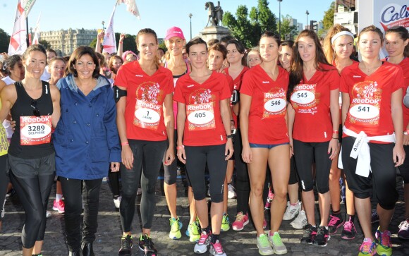 Anne Hidalgo, Laure Manaudou, Salomé Stevenin lors de la course La Parisienne qui se déroulait à Paris le 15 septembre 2013