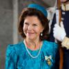 La reine Silvia de Suède au palais royal à Stockholm le 15 septembre 2013 pour le Te Deum du jubilé des 40 ans de règne du souverain suédois.
