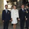 Le prince Carl Philip, la princesse Madeleine, enceinte, et Christopher O'Neill au palais à Stockholm le 15 septembre 2013 pour le Te Deum du jubilé des 40 ans de règne du roi Carl XVI Gustaf de Suède dans la chapelle royale.
