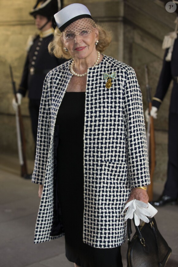 La comtesse Marianne Bernadotte au palais à Stockholm le 15 septembre 2013 pour le Te Deum du jubilé des 40 ans de règne du roi Carl XVI Gustaf de Suède dans la chapelle royale.