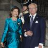 La reine Silvia et le roi Carl XVI GUstaf de Suède au palais à Stockholm le 15 septembre 2013 pour le Te Deum du jubilé des 40 ans de règne du roi Carl XVI Gustaf de Suède dans la chapelle royale.