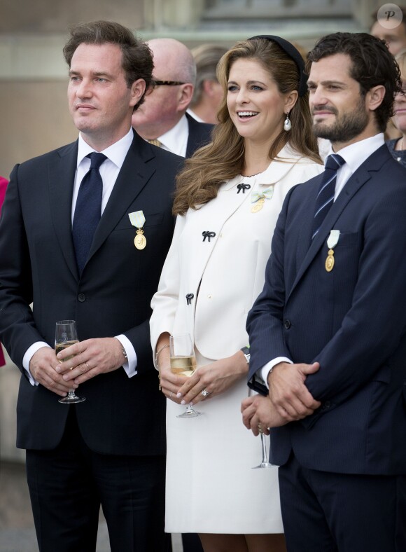 Princess Madeleine, Chris O'Neill and Prince Carl Philip of Sweden attend the opening of the dance celebration from the city of Stockholm in connection with King Carl Gustaf's 40th jubilee at the inner courtyard of the Royal Palace in Stockholm, Sweden, September 15, 2013 2013. Photo by Patrick van Katwijk/DPA/ABACAPRESS.COM16/09/2013 - Stockholm