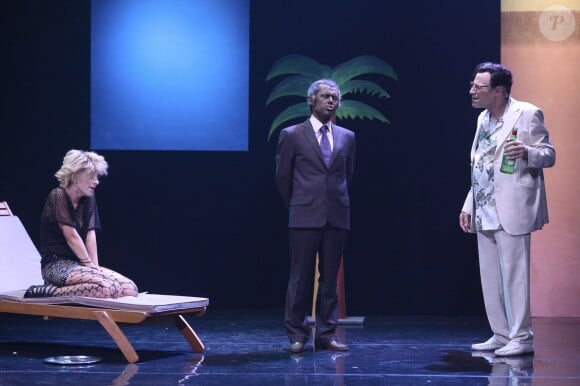 Romane Bohringer, Matthieu Rozé et Thierry Gimenez - Filage de la pièce "Mélodrame(s) !" au Théâtre de la Pépinière à Paris, le 14 septembre 2013.