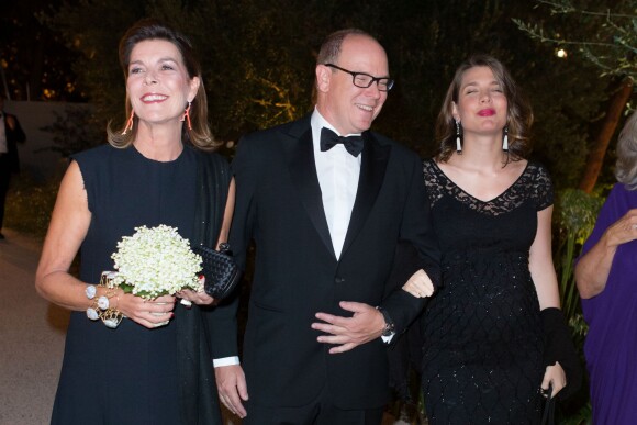 La princesse Caroline de Hanovre, le prince Albert II de Monaco et Charlotte Casiraghi, enceinte - Dîner organisé par les Amis du Nouveau Musée National de Monaco à la Villa Paloma, le 17 septembre 2013.