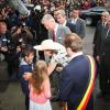 Le roi Philippe et la reine Mathilde de Belgique effectuaient le 17 septembre 2013 à Mons, chef-lieu de la province du Hainaut, la troisième étape de leur tournée Joyeuses entrées.
