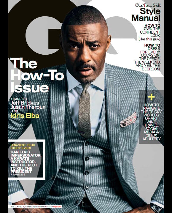 Idris Elba en couverture de l'édition américaine GQ - septembre 2013
