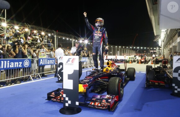 Sebastian Vettel après sa victoire lors du Grand Prix de Singapour, le 22 septembre 2013