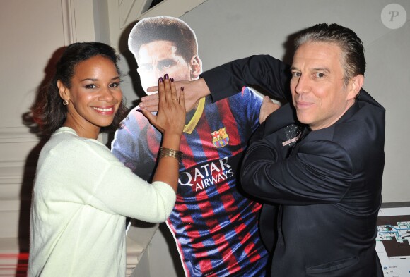 Alicia Fall et Philippe Vandel lors de la soirée de lancement de FIFA 14 à la Gaîté lyrique à Paris le 23 septembre 2013.