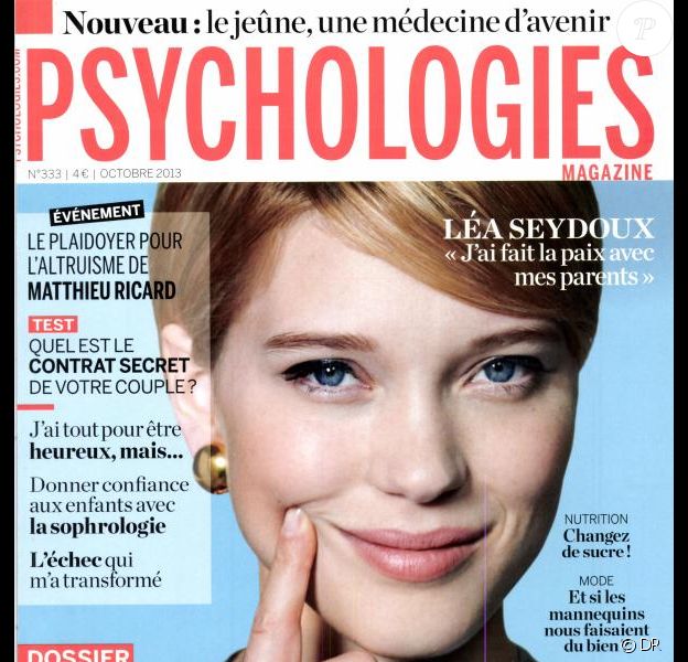 Léa Seydoux en couverture du magazine Psychologies du mois d'octobre 2013