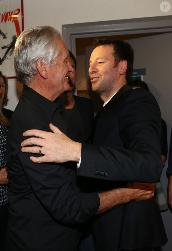 Exclu - Gilbert Coullier et Roberto Ciurleo - Premier jour du spectacle musical "Robin des Bois, Ne renoncez jamais" au Palais des Congrès à Paris, le 26 Septembre 2013.