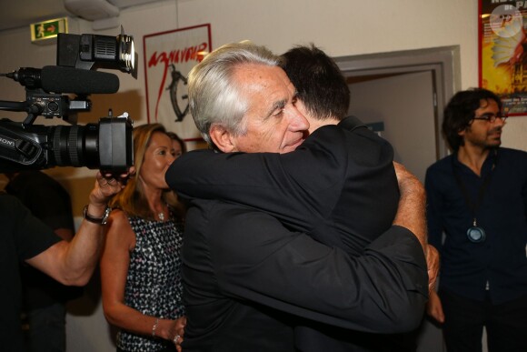 Exclu - Gilbert Coullier et Roberto Ciurleo - Premier jour du spectacle musical "Robin des Bois, Ne renoncez jamais" au Palais des Congrès à Paris, le 26 Septembre 2013.