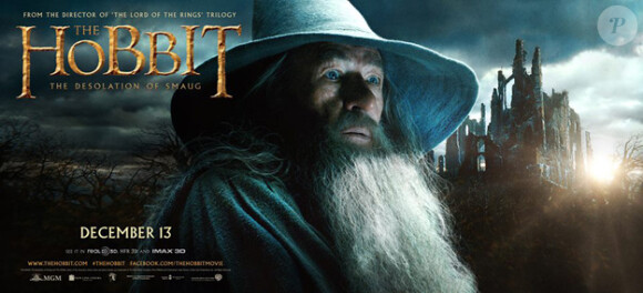 Gandalf dans une bannière du film Le Hobbit : La Désolation de Smaug.