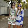 Giovanna Battaglia et Anna Dello Russo au défilé de mode "Valentino", collection prêt-à-porter printemps-été 2014, au Jardin des Tuileries à Paris. Le 1er octobre 2013.