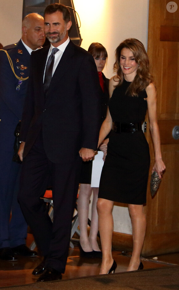 Prince Felipe and Princess Letizia of Spain preside over the dinner on the occasion of celebrating the International Book Fair LIBER 2013 in Madrid, Spain on October 3, 2013. photo by Dana Press/ABACAPRESS.COM04/10/2013 - Madrid