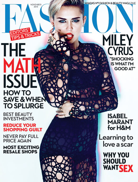 Miley Cyrus en couverture du magazine canadien Fashion. Novembre 2013.