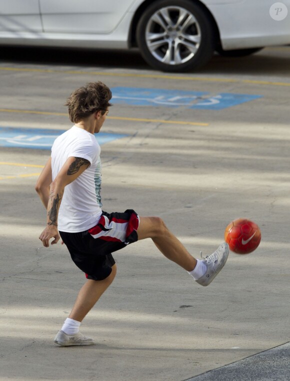 Louis Tomlinson s'amuse avant le concert des One Direction à Sydney, le 26 octobre 2013.