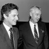 Paul Desmarais et son fils Paul Desmarais Jr. à Montréal, le 9mai 1989