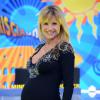 Michelle Hunziker, enceinte de plus huit mois, sur le plateau de "Striscia La Notizia" sur Canale 5. Milan, le 23 septembre 2013.