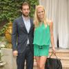 Tomaso Trussardi et Michelle Hunziker lors de la Fashion Week milanaise, le 24 juin 2012.