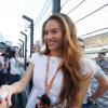 Jessica Michibata dans le paddock du Grand Prix du Japon à Suzuka le 13 octobre 2013