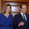 Jacob Zuma et François Hollande avec leur épouse et compagne respective, Nompumelelo Zuma et Valérie Trierweiler à Pretoria en Afrique du Sud, le 14 octobre 2013.
