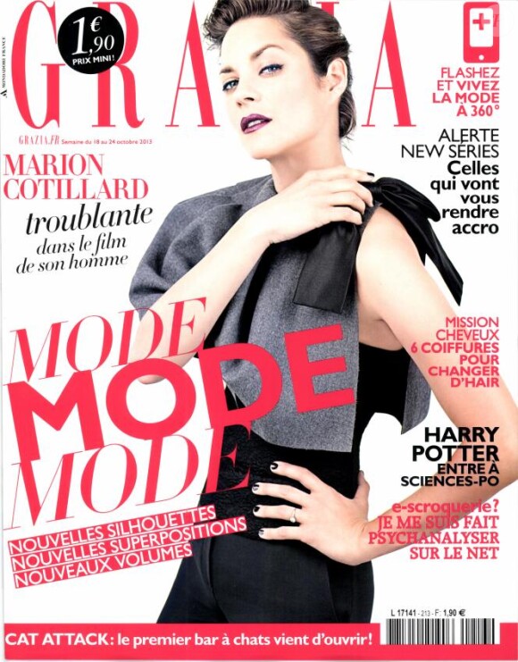 Marion Cotillard en couverture de Grazia, édition du 18 octobre 2013
