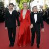 Roman Polanski, son épouse Emmanuelle Seigner et Mathieu Amalric - Montée des marches du film "La Vénus à la fourrure" lors du 66e festival du film de Cannes, le 25 mai 2013. Ce nouveau film de Polanski est attendu le 13 novembre en salles.