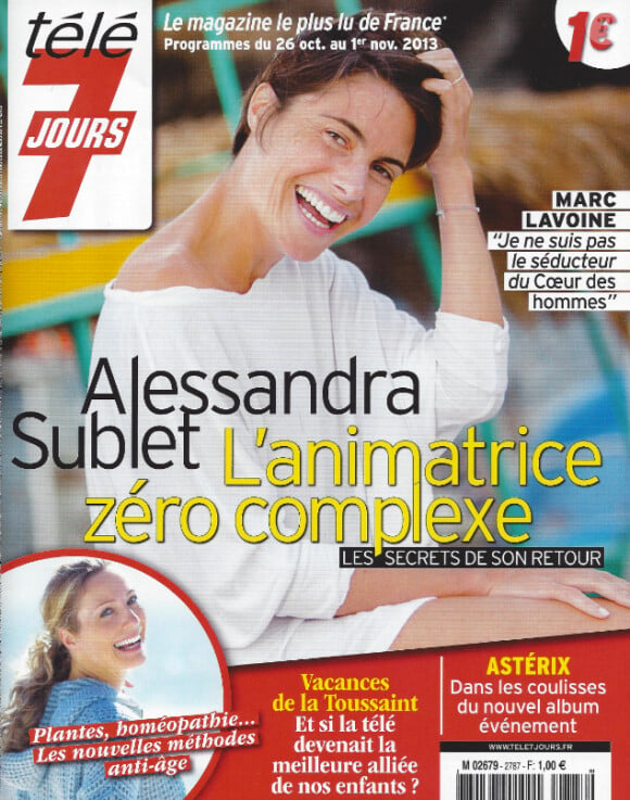Alessandra Sublet en couverture de Télé 7 Jours en kiosques le 21 octobre 2013